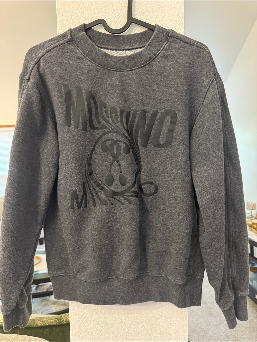 Moschino Men’s Charcoal Gray Logo Crewneck Sweatshirt